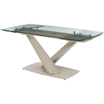 Unique Verlengbare eettafel van 6 tot 10 personen van gehard glas en metaal - Transparant en beige - MALATA van Maison Céphy - Transparant Unique Verlengbare eettafel van 6 tot 10 personen van gehard glas en metaal - Transparant en beige - MALATA van Maison Céphy - Transparant