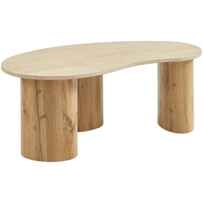 Unique MDF-salontafel met travertijn-effect in Beige en licht naturelkleur - ALOZYA - Beige Unique MDF-salontafel met travertijn-effect in Beige en licht naturelkleur - ALOZYA - Beige