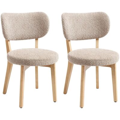Unique Set van 2 stoelen in boucléstof en rubberhout - Taupe - TORIEL - Taupe Unique Set van 2 stoelen in boucléstof en rubberhout - Taupe - TORIEL - Taupe