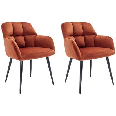 Unique Set van 2 stoelen met armleuningen - Fluweel en metaal - Terracotta - PEGA - - Terracotta Unique Set van 2 stoelen met armleuningen - Fluweel en metaal - Terracotta - PEGA - - Terracotta