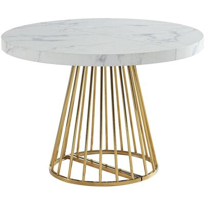 Unique Uitschuifbare eettafel voor 2 tot 12 personen van MDF en staal - Wit en goud marmereffect - FIRELA - Wit, Goudkleurig Unique Uitschuifbare eettafel voor 2 tot 12 personen van MDF en staal - Wit en goud marmereffect - FIRELA - Wit, Goudkleurig
