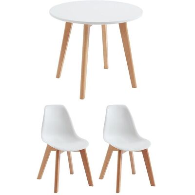Unique Set van kindertafel LOULOUNE + 2 stoelen LILINOU - Wit - Wit Unique Set van kindertafel LOULOUNE + 2 stoelen LILINOU - Wit - Wit