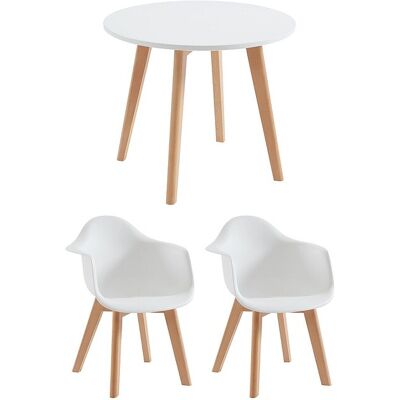 Unique Set van kindertafel LOULOUNE + 2 stoelen POUPINETTE - Wit - Natuurlijk licht, Wit Unique Set van kindertafel LOULOUNE + 2 stoelen POUPINETTE - Wit - Natuurlijk licht, Wit