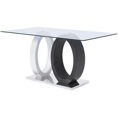 Unique Eettafel AYANE - 6 personen - Gehard glas en MDF - grijs en wit - Grijs, Wit Unique Eettafel AYANE - 6 personen - Gehard glas en MDF - grijs en wit - Grijs, Wit