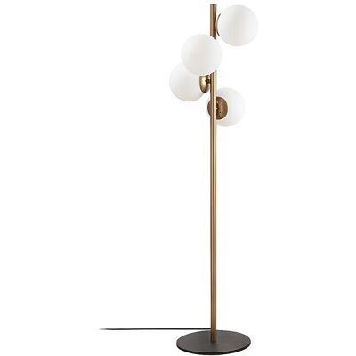 Unique Staande lamp van metaal en glas 4 bollen FAZE - H130 cm - Goud en wit - Goudkleurig Unique Staande lamp van metaal en glas 4 bollen FAZE - H130 cm - Goud en wit - Goudkleurig