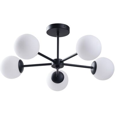 Unique Plafondlamp van metaal - L.58.5 x H.21 cm - Zwart en wit - SOFIA - Zwart Unique Plafondlamp van metaal - L.58.5 x H.21 cm - Zwart en wit - SOFIA - Zwart