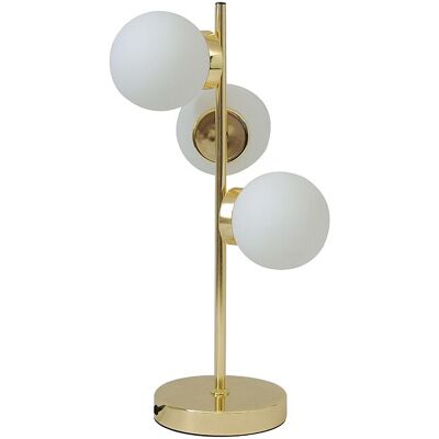 Unique Tafellamp in messing - 3 globes - Goudkleurig briljant en mat wit - YUKON - Goudkleurig Unique Tafellamp in messing - 3 globes - Goudkleurig briljant en mat wit - YUKON - Goudkleurig
