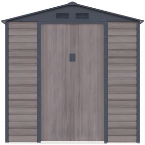 Unique Tuinhuisje van gegalvaniseerd staal met houteffect ADELMO - Grijs - 4,15 m² - Antracietgrijs, Natuurlijk donker Unique Tuinhuisje van gegalvaniseerd staal met houteffect ADELMO - Grijs - 4,15 m² - Antracietgrijs, Natuurlijk donker