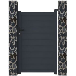 Unique Draaipoort van aluminium antraciet - L103 x 166 cm - NAZARIO - Antracietgrijs Unique Draaipoort van aluminium antraciet - L103 x 166 cm - NAZARIO - Antracietgrijs