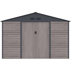 Unique Tuinhuisje van gegalvaniseerd staal met grijs houteffect 13,12 m² - ADELMO - Antracietgrijs, Natuurlijk donker Unique Tuinhuisje van gegalvaniseerd staal met grijs houteffect 13,12 m² - ADELMO - Antracietgrijs, Natuurlijk donker