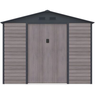 Unique Tuinhuisje van gegalvaniseerd staal met houteffect ADELMO - Grijs - 5,40 m² - Antracietgrijs, Natuurlijk donker Unique Tuinhuisje van gegalvaniseerd staal met houteffect ADELMO - Grijs - 5,40 m² - Antracietgrijs, Natuurlijk donker