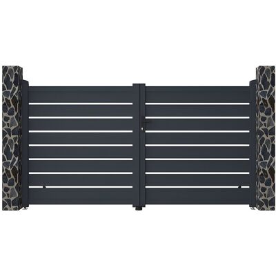 Unique Draaihek van opengewerkt aluminium L305 x H165 cm antraciet - PRIMO - Antracietgrijs Unique Draaihek van opengewerkt aluminium L305 x H165 cm antraciet - PRIMO - Antracietgrijs