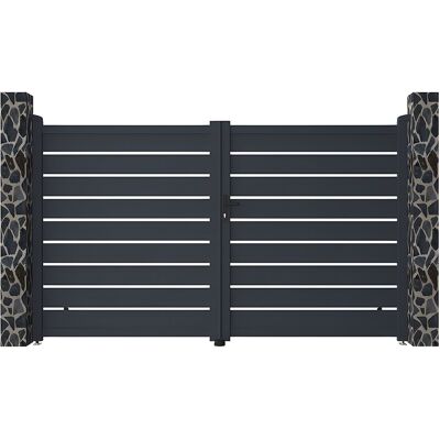 Unique Draaihek van opengewerkt aluminium L305 x H180 cm antraciet - PRIMO - Antracietgrijs Unique Draaihek van opengewerkt aluminium L305 x H180 cm antraciet - PRIMO - Antracietgrijs