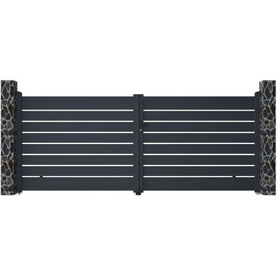 Unique Draaihek van openewerkt aluminium L397 x H165 cm antraciet - PRIMO - Antracietgrijs Unique Draaihek van openewerkt aluminium L397 x H165 cm antraciet - PRIMO - Antracietgrijs