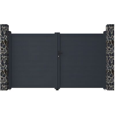 Unique Draaipoort van aluminium antraciet - L305 x H180 cm - NAZARIO - Antracietgrijs Unique Draaipoort van aluminium antraciet - L305 x H180 cm - NAZARIO - Antracietgrijs