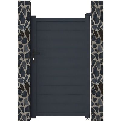 Unique Draaipoort van aluminium antraciet - L103 x H180 cm - NAZARIO - Antracietgrijs Unique Draaipoort van aluminium antraciet - L103 x H180 cm - NAZARIO - Antracietgrijs