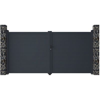 Unique Draaipoort van aluminium antraciet - L355 x H180 cm - NAZARIO - Antracietgrijs Unique Draaipoort van aluminium antraciet - L355 x H180 cm - NAZARIO - Antracietgrijs