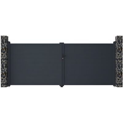 Unique Draaipoort van aluminium antraciet - L397 x H165 cm - NAZARIO - Antracietgrijs Unique Draaipoort van aluminium antraciet - L397 x H165 cm - NAZARIO - Antracietgrijs
