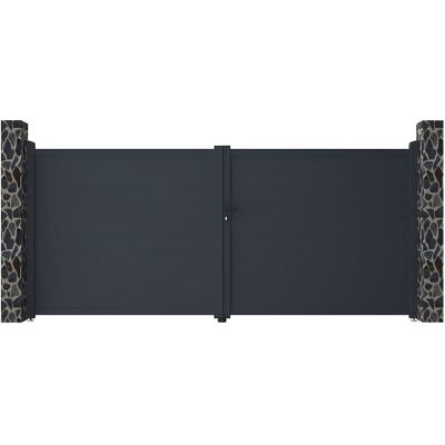 Unique Draaipoort van aluminium antraciet - L397 x H180 cm - NAZARIO - Antracietgrijs Unique Draaipoort van aluminium antraciet - L397 x H180 cm - NAZARIO - Antracietgrijs