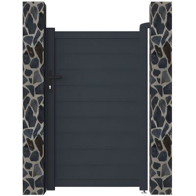 Unique Draaipoort van aluminium antraciet - L103 x H165 cm - NAZARIO - Antracietgrijs Unique Draaipoort van aluminium antraciet - L103 x H165 cm - NAZARIO - Antracietgrijs