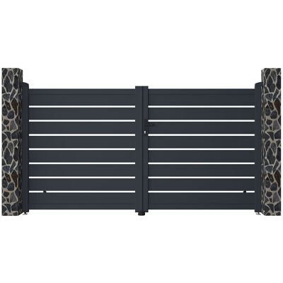 Unique Gemotoriseerde antraciete poort van aluminium - L300xH158cm - PRIMO - Antracietgrijs Unique Gemotoriseerde antraciete poort van aluminium - L300xH158cm - PRIMO - Antracietgrijs