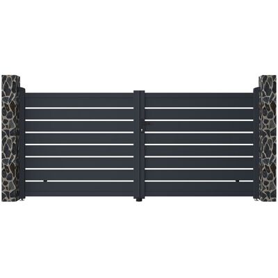 Unique Pack antraciete poort van aluminium - L350xH158cm - PRIMO - Antracietgrijs Unique Pack antraciete poort van aluminium - L350xH158cm - PRIMO - Antracietgrijs