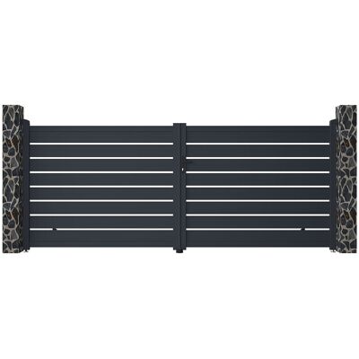 Unique Gemotoriseerde draaipoort van aluminium - Antraciet - L392xH158cm - PRIMO - Antracietgrijs Unique Gemotoriseerde draaipoort van aluminium - Antraciet - L392xH158cm - PRIMO - Antracietgrijs