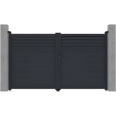 Unique Draaipoort van aluminium L305 x H180 cm - Antraciet - VIAZO - Antracietgrijs Unique Draaipoort van aluminium L305 x H180 cm - Antraciet - VIAZO - Antracietgrijs
