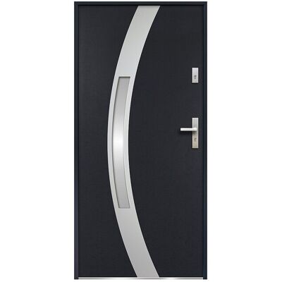Unique Deur van geglazuurd staal en inox H.207 x B.100 cm antraciet - 55 mm dikte - Draait rechts open - TROFA - Antracietgrijs Unique Deur van geglazuurd staal en inox H.207 x B.100 cm antraciet - 55 mm dikte - Draait rechts open - TROFA - Antracietgrijs