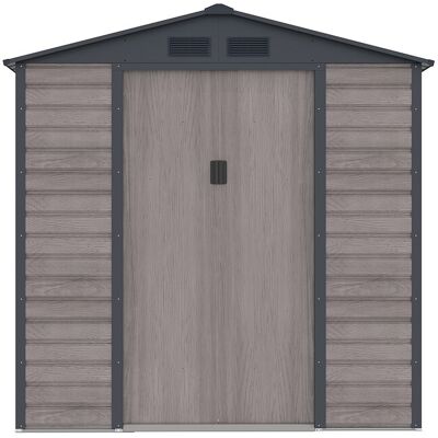 Unique Tuinhuisje van gegalvaniseerd staal met grijs houteffect 2,79 m² - ADELMO - Antracietgrijs, Natuurlijk donker Unique Tuinhuisje van gegalvaniseerd staal met grijs houteffect 2,79 m² - ADELMO - Antracietgrijs, Natuurlijk donker