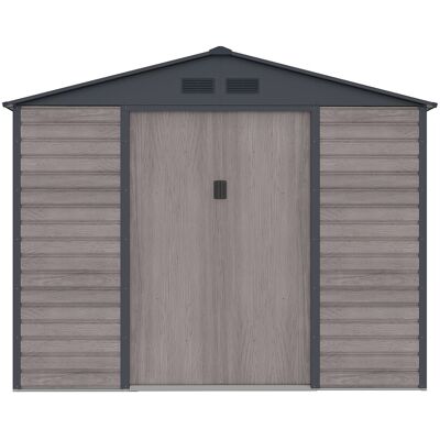 Unique Tuinhuisje van gegalvaniseerd staal met grijs houteffect 7,17 m² - ADELMO - Antracietgrijs, Natuurlijk donker Unique Tuinhuisje van gegalvaniseerd staal met grijs houteffect 7,17 m² - ADELMO - Antracietgrijs, Natuurlijk donker