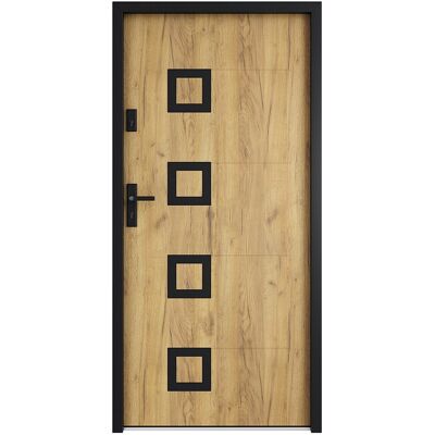 Unique Voordeur van staal met inox H 207 x L 100 cm eikeneffect - 55 cm dikte - Draait rechts open - TIFANA - Natuurlijk licht Unique Voordeur van staal met inox H 207 x L 100 cm eikeneffect - 55 cm dikte - Draait rechts open - TIFANA - Natuurlijk licht