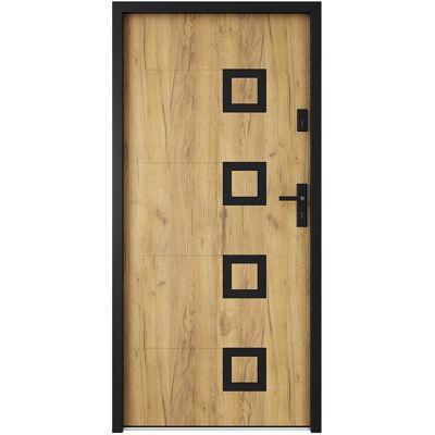 Unique Voordeur van staal met inox L207 x L100 cm, eikeneffect - 55 cm dikte - Draait links open - TIFANA - Natuurlijk licht Unique Voordeur van staal met inox L207 x L100 cm, eikeneffect - 55 cm dikte - Draait links open - TIFANA - Natuurlijk licht