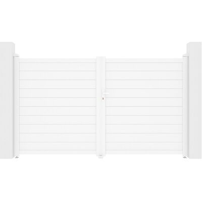 Unique Draaipoort van aluminium L305 x H180 cm wit - NAZARIO - Wit Unique Draaipoort van aluminium L305 x H180 cm wit - NAZARIO - Wit