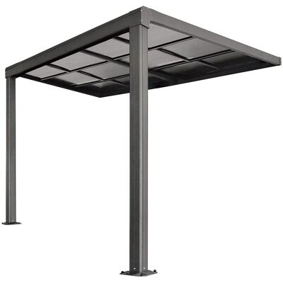 Unique Pergola voor tegen de muur met schuifbaar dak - 9 m² - Antraciet - IZEDA - Antracietgrijs Unique Pergola voor tegen de muur met schuifbaar dak - 9 m² - Antraciet - IZEDA - Antracietgrijs