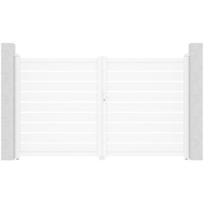 Unique Openslaande elektrische opengewerkte aluminium poort L305 x H183 cm wit - PRIMO - Wit Unique Openslaande elektrische opengewerkte aluminium poort L305 x H183 cm wit - PRIMO - Wit
