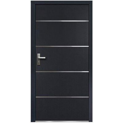 Unique Voordeur van staal en inox H208.5 x B105 cm antraciet - dikte 90mm - Rechtsdraaiend NAXARA - Antracietgrijs Unique Voordeur van staal en inox H208.5 x B105 cm antraciet - dikte 90mm - Rechtsdraaiend NAXARA - Antracietgrijs