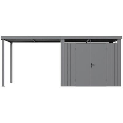 Unique Metalen tuinschuur in gegalvaniseerd staal 6,25 m² met aanbouw - Dikte 35 mm - Grijs - MERANO - Grijs Unique Metalen tuinschuur in gegalvaniseerd staal 6,25 m² met aanbouw - Dikte 35 mm - Grijs - MERANO - Grijs