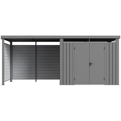 Unique Metalen tuinschuur in gegalvaniseerd staal 6,25 m² met aanbouw en sierwand - Dikte 35 mm - Grijs - MERANO - Grijs Unique Metalen tuinschuur in gegalvaniseerd staal 6,25 m² met aanbouw en sierwand - Dikte 35 mm - Grijs - MERANO - Grijs