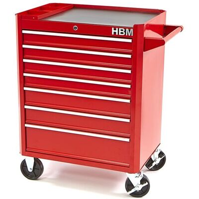 HBM gereedschapswagen met 7 laden, 66 cm, rood HBM gereedschapswagen met 7 laden, 66 cm, rood