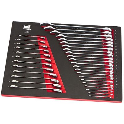 AOK Professionele 34 Delige Ring / Ratel / Steeksleutelset Foam Inlay AOK Professionele 34 Delige Ring / Ratel / Steeksleutelset Foam Inlay