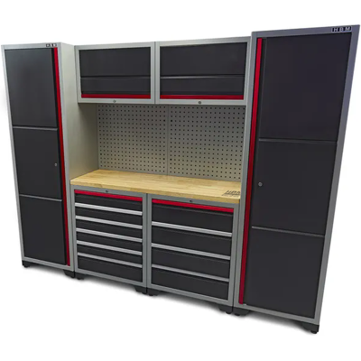HBM professional deluxe modulair werkplaatssysteem, 9-delig, zwart rood HBM professional deluxe modulair werkplaatssysteem, 9-delig, zwart rood