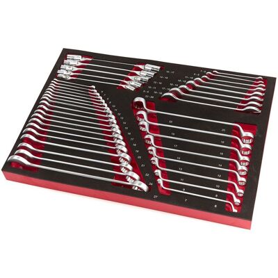 HBM 40 Delige Steeksleutel, Ringsleutel en Cardansleutelset Foam Inlay HBM 40 Delige Steeksleutel, Ringsleutel en Cardansleutelset Foam Inlay
