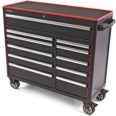 HBM gereedschapswagen met 11 laden, 111 cm, zwart HBM gereedschapswagen met 11 laden, 111 cm, zwart