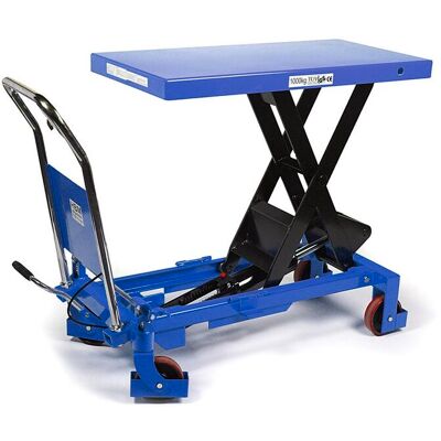 HBM verrijdbare werktafel / heftafel 1000 kg blauw HBM verrijdbare werktafel / heftafel 1000 kg blauw