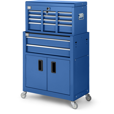 HBM gereedschapswagen inclusief opzetkast, blauw, model 2 HBM gereedschapswagen inclusief opzetkast, blauw, model 2
