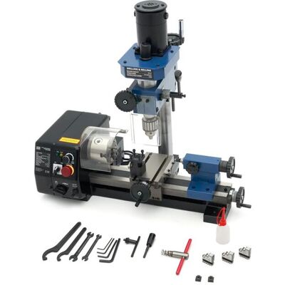 HBM mini metaaldraaibank met freeskop 140 x 250 vario, 230 V, BF 13 HBM mini metaaldraaibank met freeskop 140 x 250 vario, 230 V, BF 13