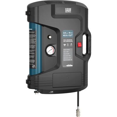 HBM wand- en draagbare olievrije compressor, 2 liter, 8 bar, 1,2 pk HBM wand- en draagbare olievrije compressor, 2 liter, 8 bar, 1,2 pk