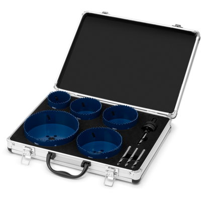 HBM bi-metaal gatenzaag set, 9-delig, 57 - 127 mm HBM bi-metaal gatenzaag set, 9-delig, 57 - 127 mm