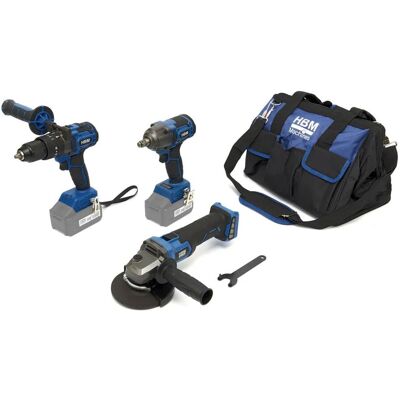 HBM accu combiset, haakse slijper, slagmoersleutel, boormachine 20 Volt HBM accu combiset, haakse slijper, slagmoersleutel, boormachine 20 Volt